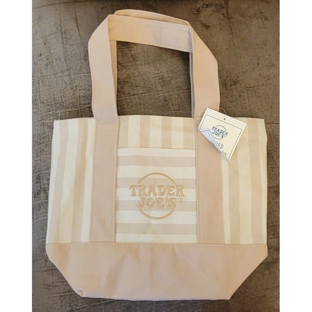 NWT Traders Joe's mini striped canvas tote